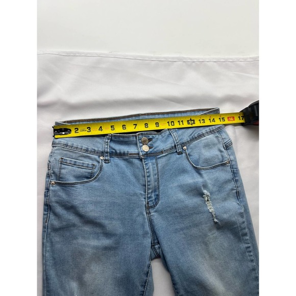 Women's Blue Savvy Stretch Jeans Light Wash Distressed Size 13/31 - Picture 7 of 10